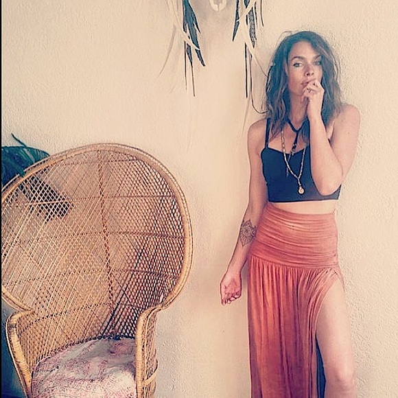 Tie Dye Side Slit Maxi Skirt - Festival Hippie Boho Tie Dyed Double Side Slits - Picture 4 of 17